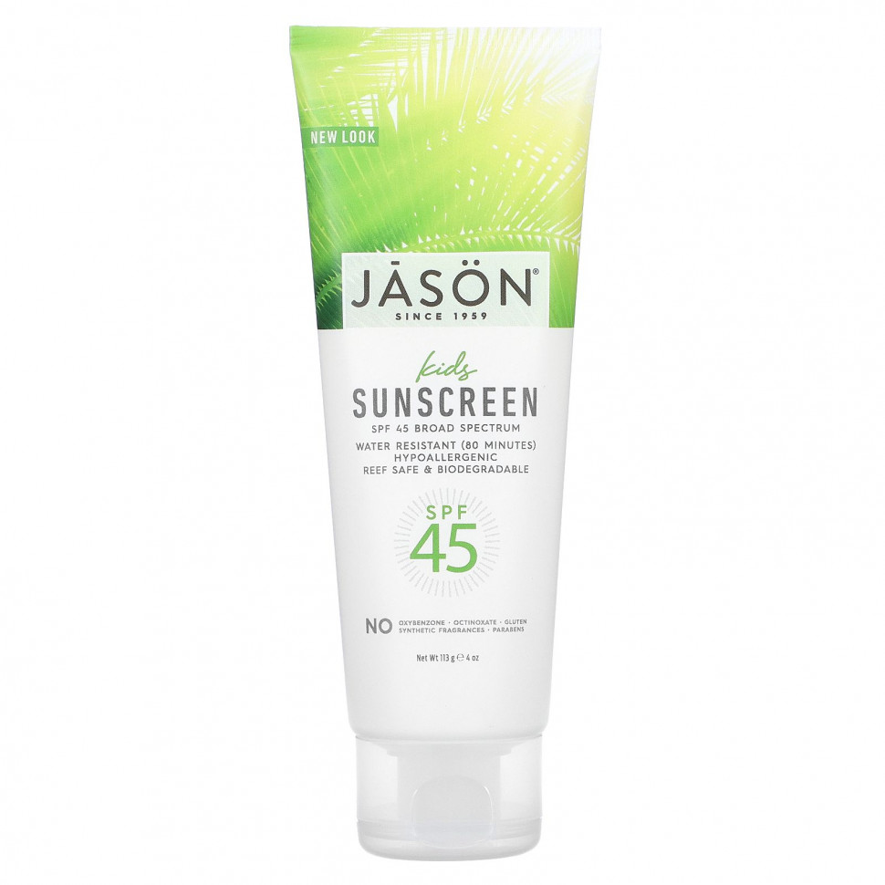 ���� ������ (Iherb) Jason Natural, Sun, ������� �������������� ����, SPF 45, 4 ����� (113 �), ������ �� 2160 ���