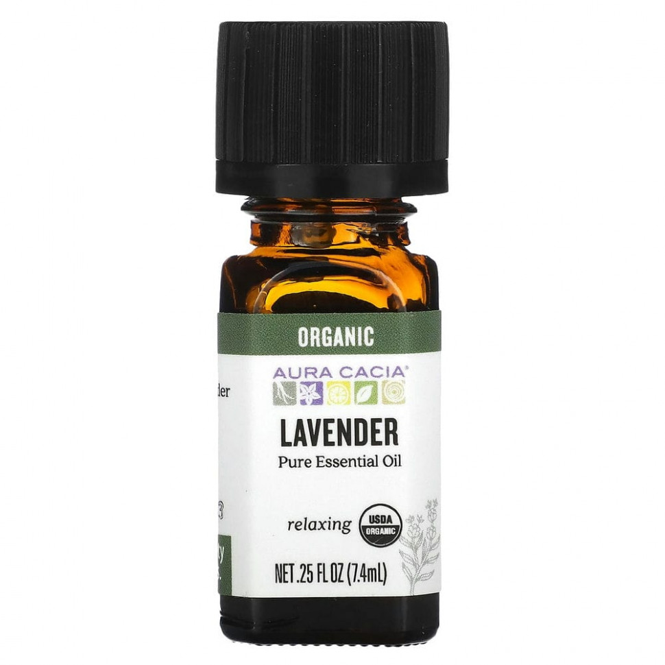   (Iherb) Aura Cacia, Pure Essential Oil, Organic Lavender, .25 fl oz (7.4 ml)    -     , -, 