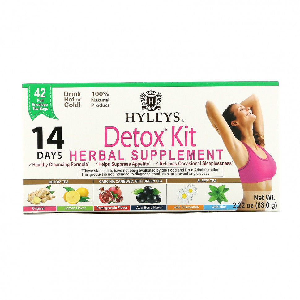   (Iherb) Hyleys Tea, Detox Kit, 14- ,  , 42     , 63,0  (2,22 )    -     , -, 