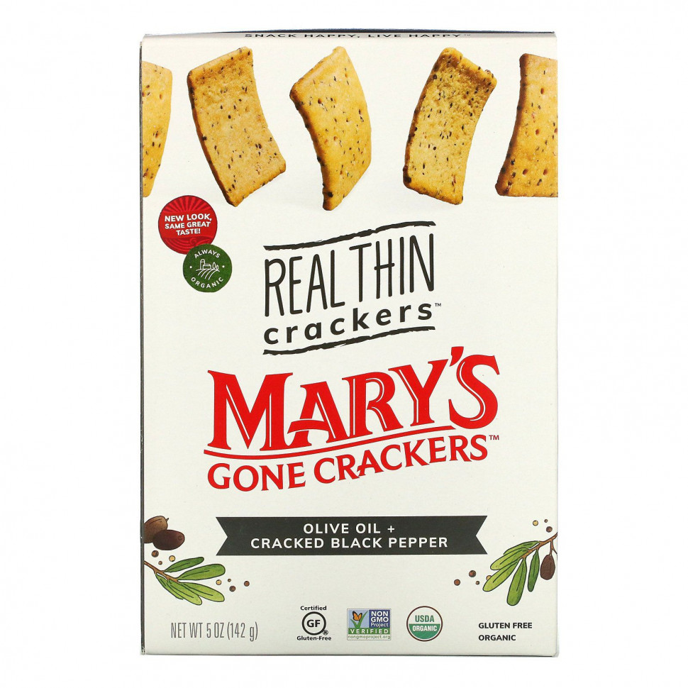   (Iherb) Mary's Gone Crackers, Real Thin Crackers,     , 142  (5 )    -     , -, 