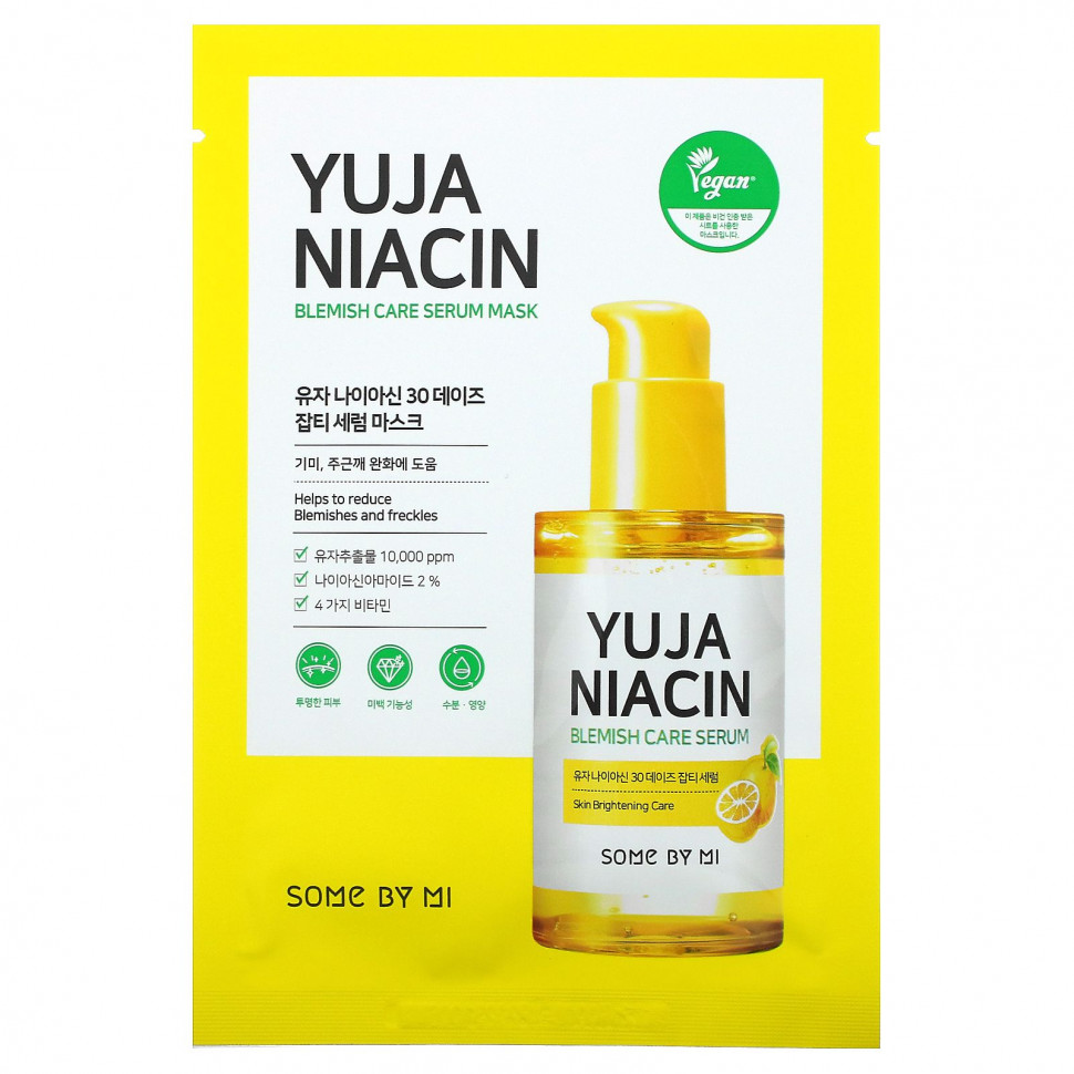   (Iherb) Some By Mi, Yuja Niacin, Blemish Care Serum Mask, 10 Sheets, 0.88 oz (25 g) Each    -     , -, 