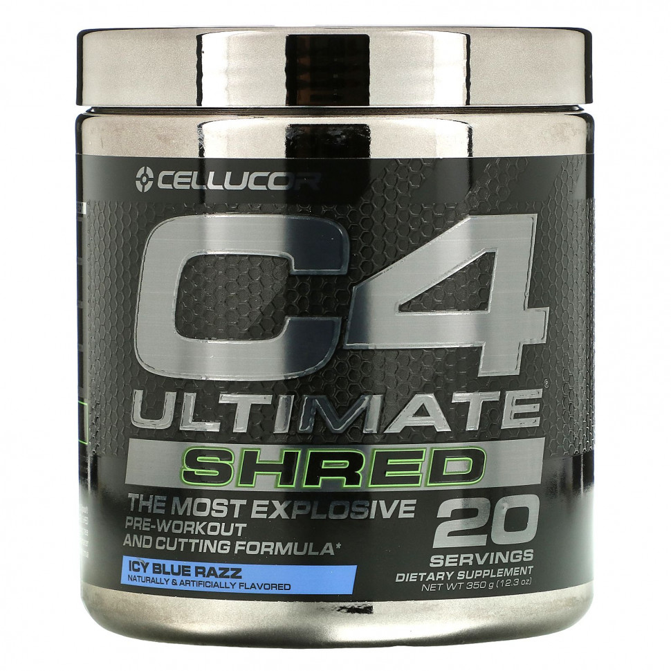   (Iherb) Cellucor, C4 Ultimate Shred, Pre-Workout, Ice Blue Razz, 12.3 oz (350 g)    -     , -, 