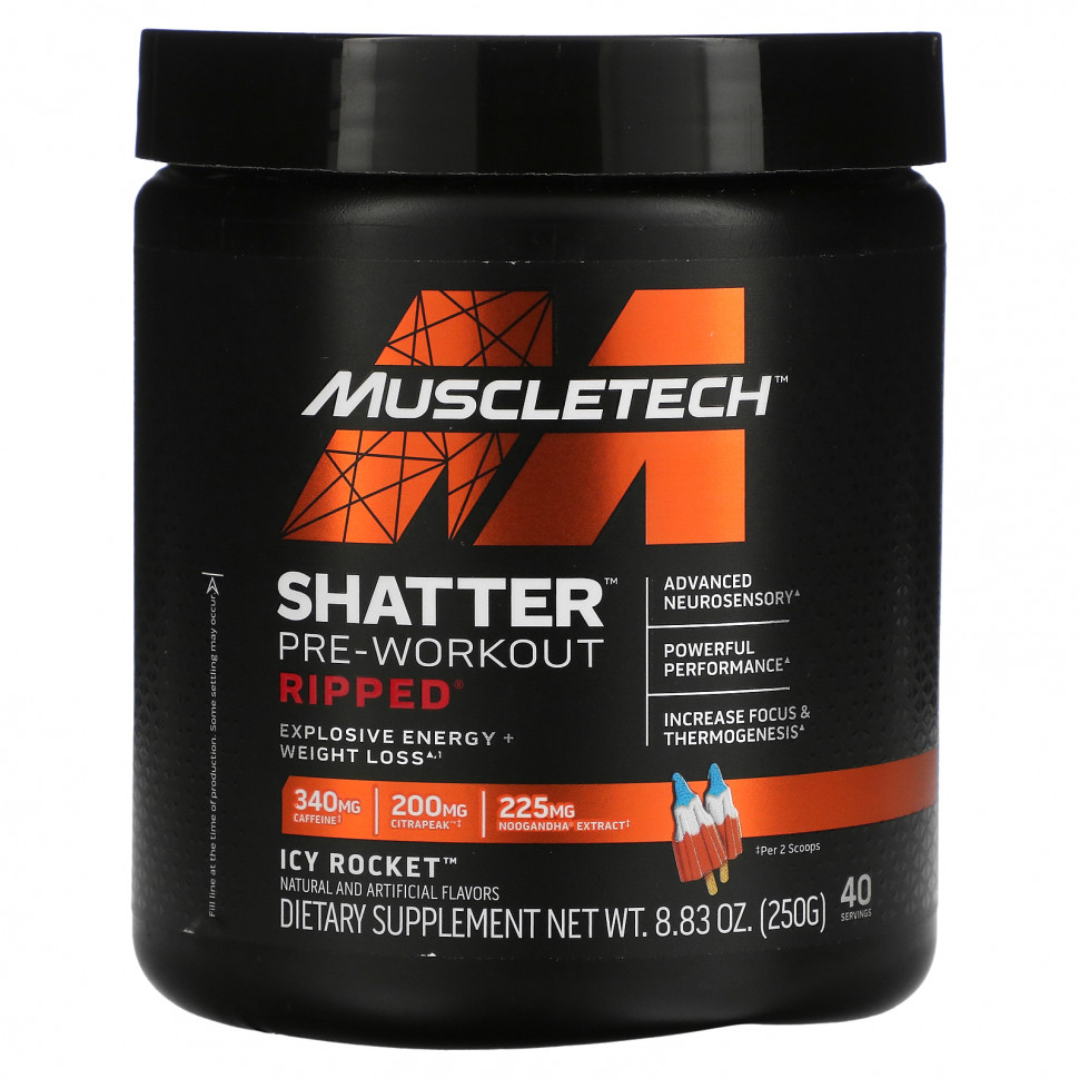 ���� ������ (Iherb) MuscleTech, Shatter Pre-Workout Ripped, Icy Rocket, 250 � (8,83 �����), ������ �� 5570 ���