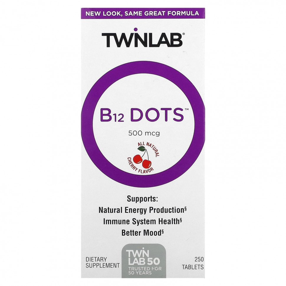 ���� ������ (Iherb) Twinlab, B-12 Dots, �����, 500 ���, 250 ��������, ������ �� 3170 ���
