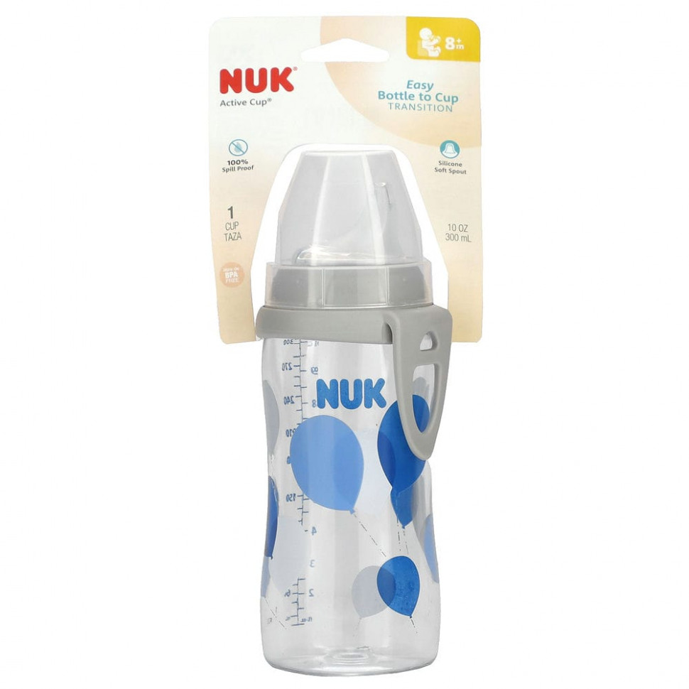���� ������ (Iherb) NUK, Active Cup, ��� ����� �� 8 �������, � ���� ������� / �����, 300 �� (10 �����), ������ �� 2200 ���