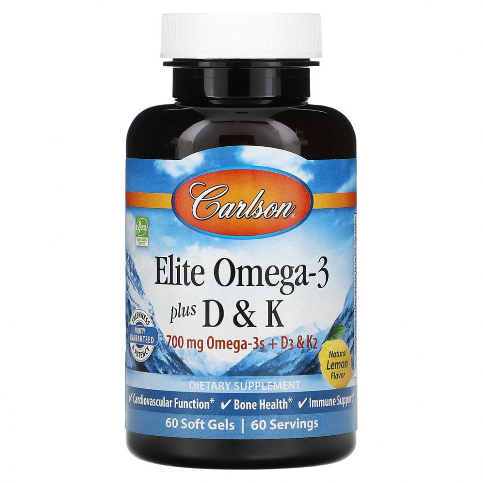 ���� ������ (Iherb) Carlson Labs, Elite Omega-3 � ���������� D � K, ����������� ���� ������, 60 ������ ��������, ������ �� 4420 ���