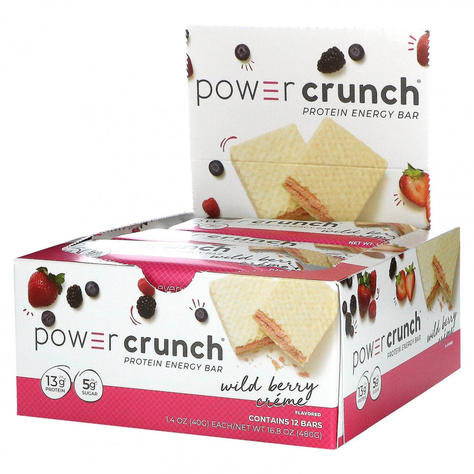 ���� ������ (Iherb) BNRG, Power Crunch, ����������� �������������� ��������, ���� � ������� �������, 12 ����������, 40 � (1,4 �����) ������, ������ �� 5220 ���