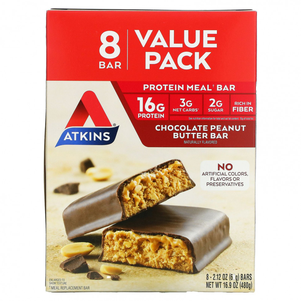   (Iherb) Atkins, Protein Meal Bar,  ,    , 8   60  (2,12 )    -     , -, 