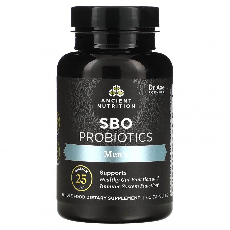   (Iherb) Dr. Axe / Ancient Nutrition, Men's SBO Probiotics, 25 Billion CFU, 60 Capsules    -     , -, 