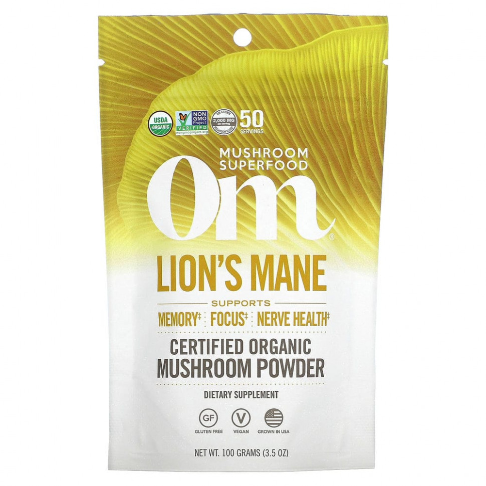 ���� ������ (Iherb) Om Mushrooms, ������ �����������, 100% ����������������� ������������ ������� �������, 100 � (3,5 �����), ������ �� 4710 ���