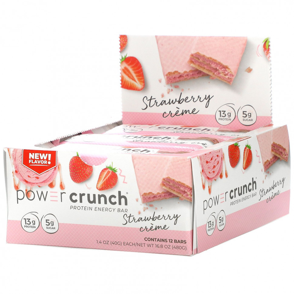 ���� ������ (Iherb) BNRG, Power Crunch, ����������� �������������� ��������, ���������� ����, 12 ���������� �� 40 � (1,4 �����), ������ �� 5220 ���