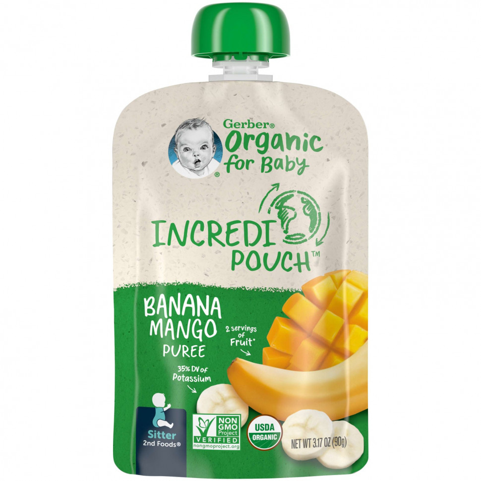   (Iherb) Gerber, Organic for Baby, 2nd Foods, ,  , 90  (3,17 )    -     , -, 