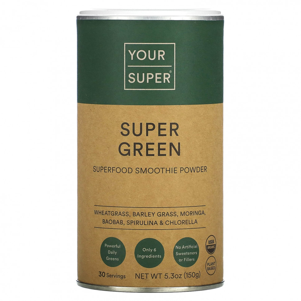   (Iherb) Your Super, Super Green, Superfood Smoothie Powder, 5.3 oz (150 g)    -     , -, 