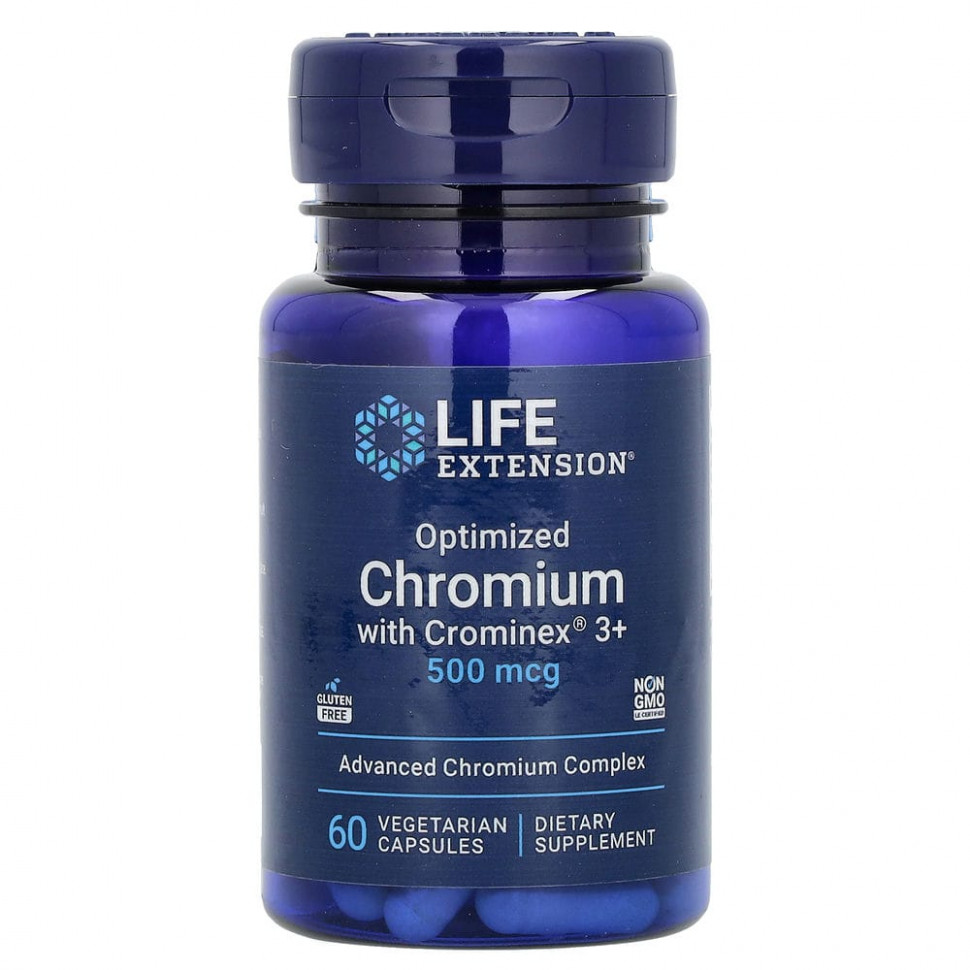 ���� ������ (Iherb) Life Extension, ���������������� ���� � Crominex 3+, 500 ���, 60 �������������� ������, ������ �� 1150 ���