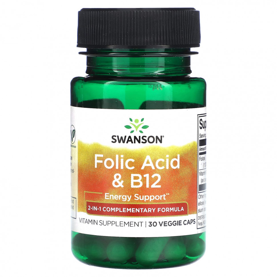 ���� ������ (Iherb) Swanson, �������� ������� � ������� B12, 30 ������������ ������, ������ �� 610 ���