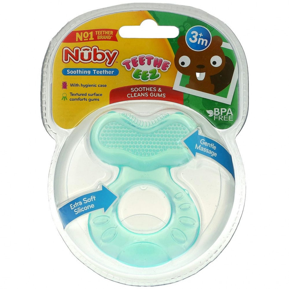 ���� ������ (Iherb) Nuby, Soothing Teether, Teeth Eez, 3+M, Aqua, 1 Teether, ������ �� 960 ���