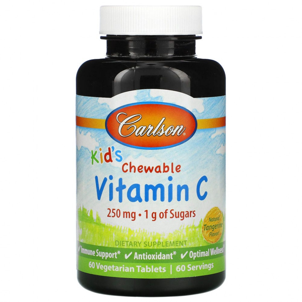 ���� ������ (Iherb) Carlson Labs, Kid's, ����������� ������� C, ����������� ��������, 250 ��, 60 �������������� ��������, ������ �� 1620 ���