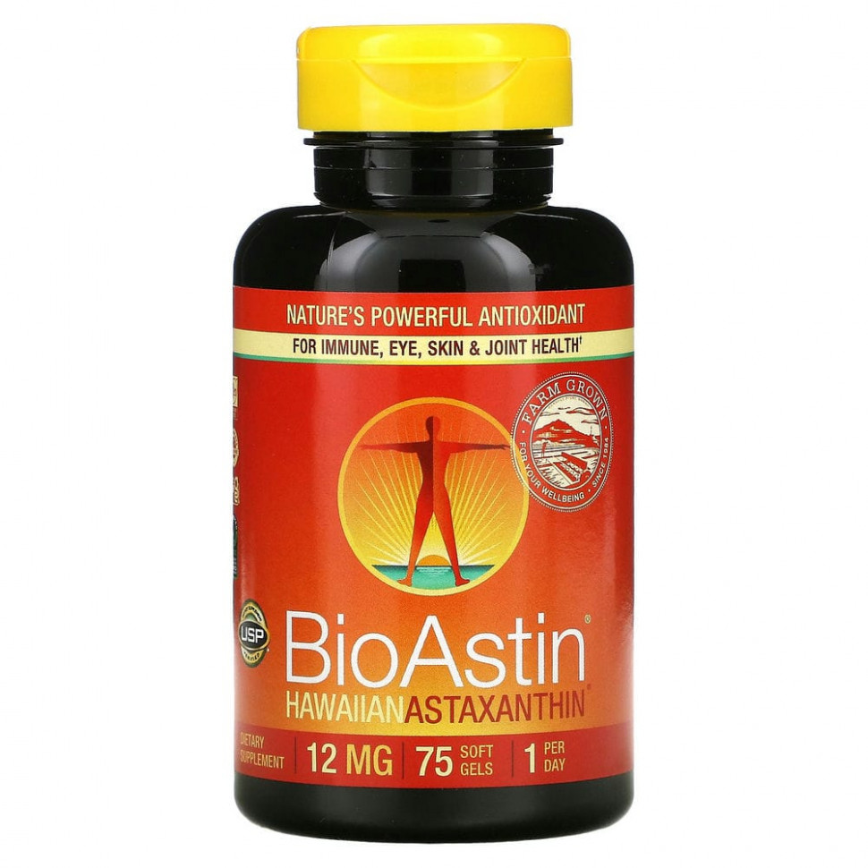 ���� ������ (Iherb) Nutrex Hawaii, BioAstin, ��������� �����������, 12 ��, 75 ������ ��������, ������ �� 7500 ���