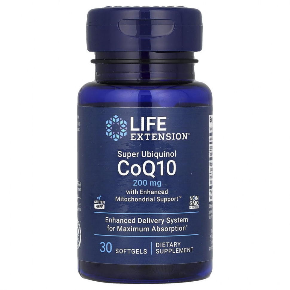 ���� ������ (Iherb) Life Extension, Super Ubiquinol CoQ10 � ���������� ���������� �����������, 200 ��, 30 ������� ������, ������ �� 6380 ���