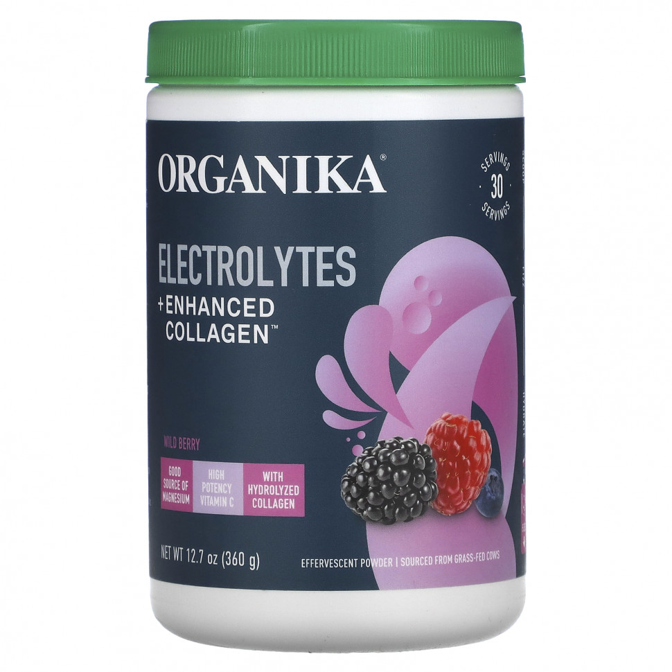   (Iherb) Organika, Electrolytes + Enhanced Collagen, Wild Berry, 12.7 oz (360 g)    -     , -, 