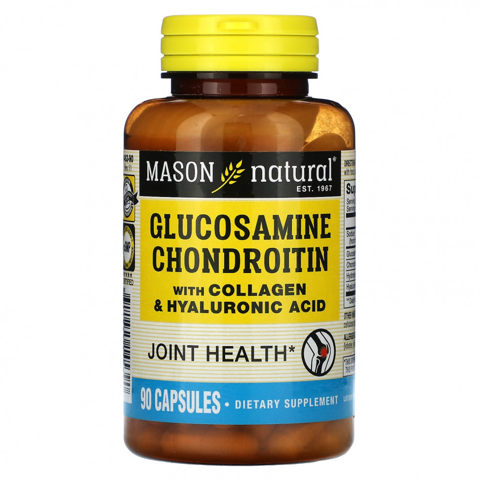   (Iherb) Mason Natural, Glucosamine Chondroitin with Collagen & Hyaluronic Acid, 90 Capsules    -     , -, 