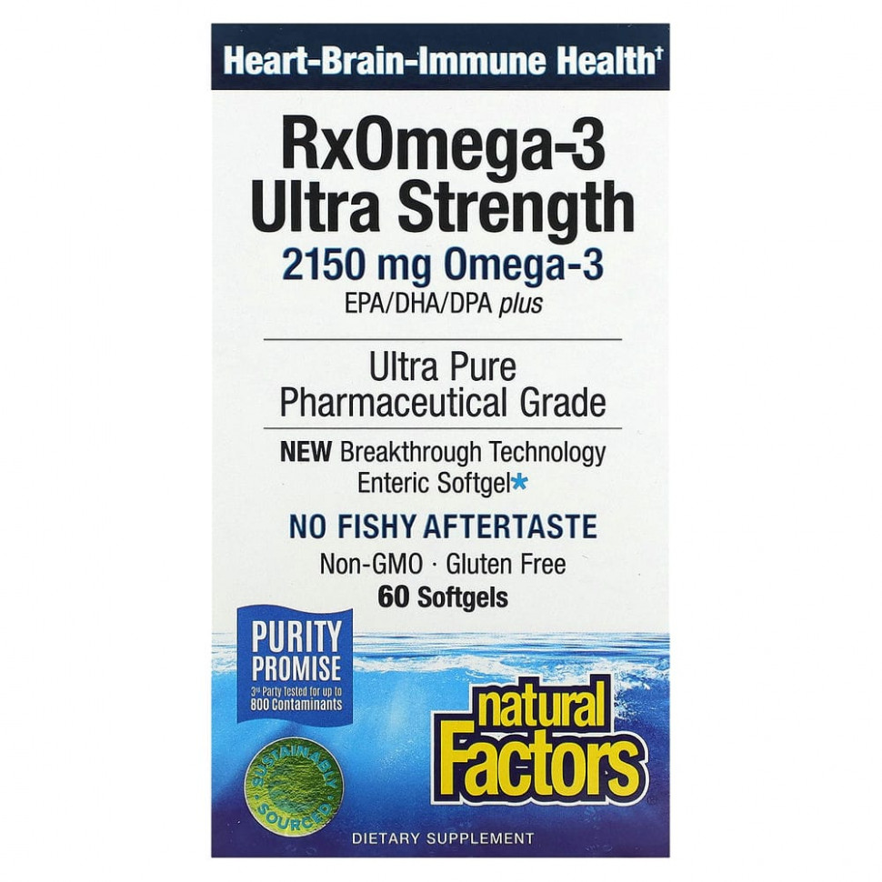 ���� ������ (Iherb) Natural Factors, ����� ��� � ������������ ����� �������� RxOmega-3 ��� ������ ���� ��� � ����, 900 ��, 60 ������ Enteripure, ������ �� 3750 ���