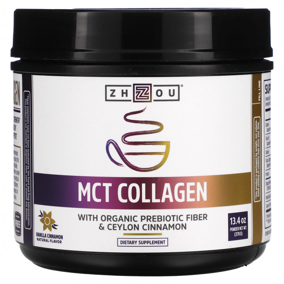   (Iherb) Zhou Nutrition, MCT Collagen, Vanilla Cinnamon, 13.4 oz (379 g)    -     , -, 