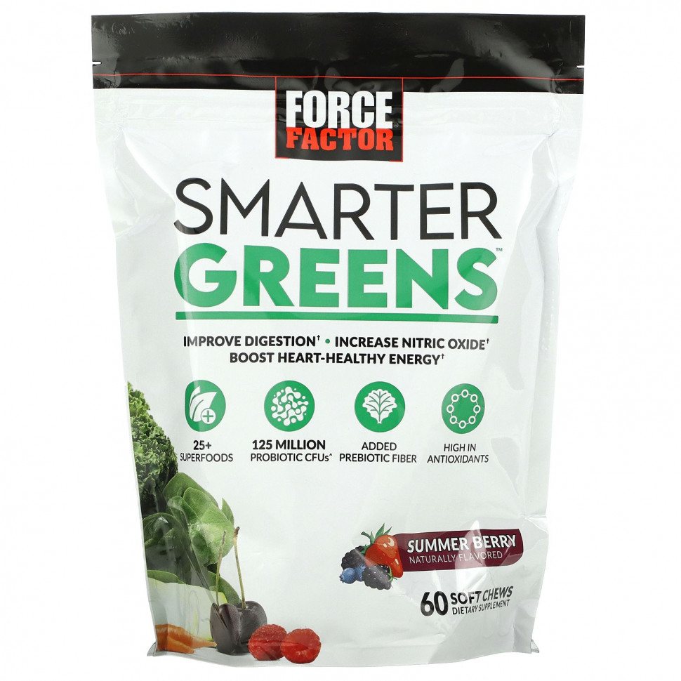 ���� ������ (Iherb) Force Factor, Smarter Greens, ������ �����, 60 ����������� ��������, ������ �� 3830 ���