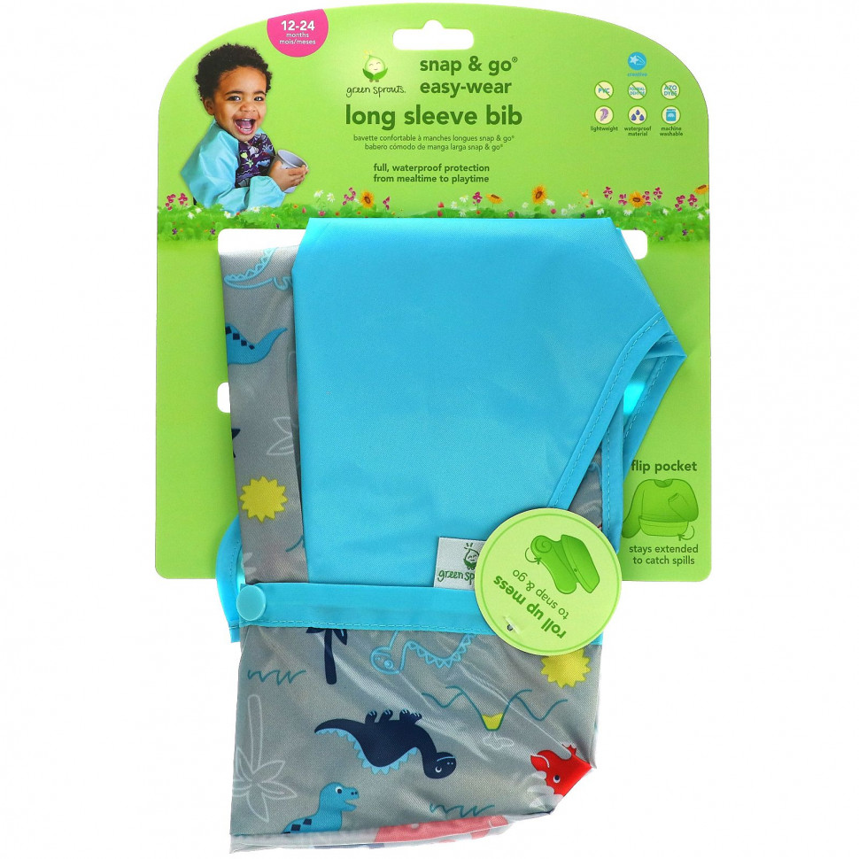 ���� ������ (Iherb) Green Sprouts, Snap & Go Easy Wear Long Sleeve Bib, Aqua Diasour, ������ �� 2150 ���