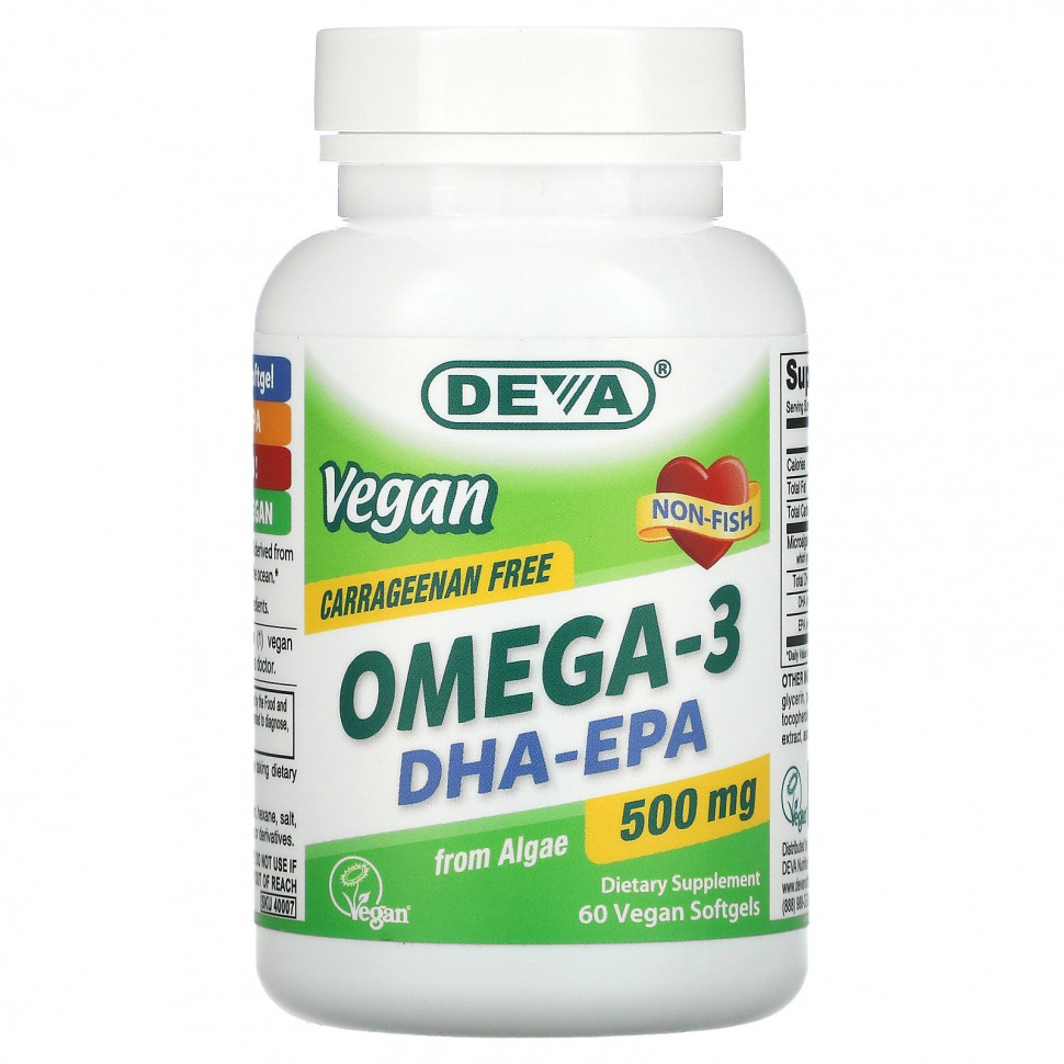 ���� ������ (Iherb) Deva, ��������� �����-3 DHA-EPA, 500 ��, 60 ��������� ������ ��������, ������ �� 6120 ���