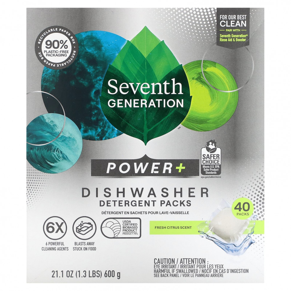   (Iherb) Seventh Generation,     Power +   , Fresh Citrus, 40 , 600  (21,1 )    -     , -, 