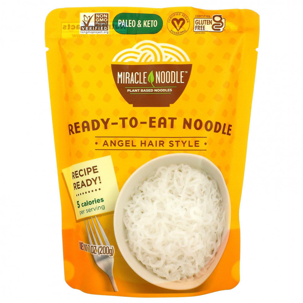 ���� ������ (Iherb) Miracle Noodle, Ready to Eat Noodle, Angel Hair Style, 200 � (7 �����), ������ �� 960 ���