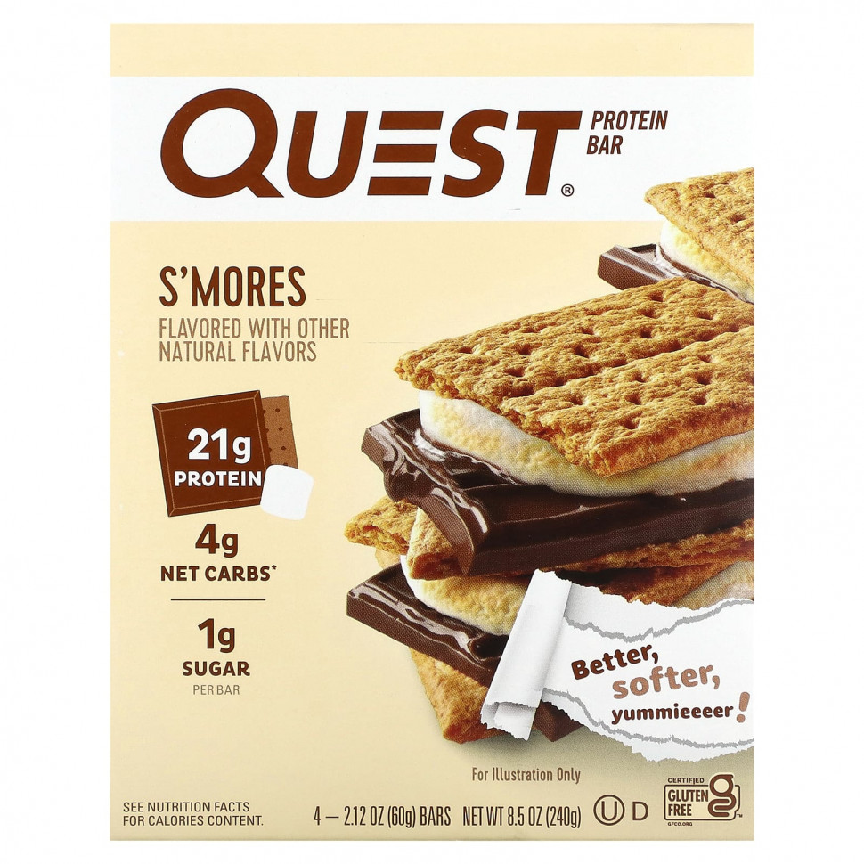 ���� ������ (Iherb) Quest Nutrition, ����������� ��������, S'Mores, 4 ���������, 60 � (2,12 �����) ������, ������ �� 2550 ���