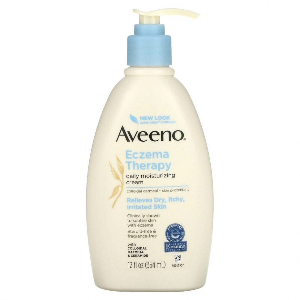   (Iherb) Aveeno, Eczema Therapy, Moisturizing Cream, Fragrance Free, 12 fl oz (354 ml)    -     , -, 