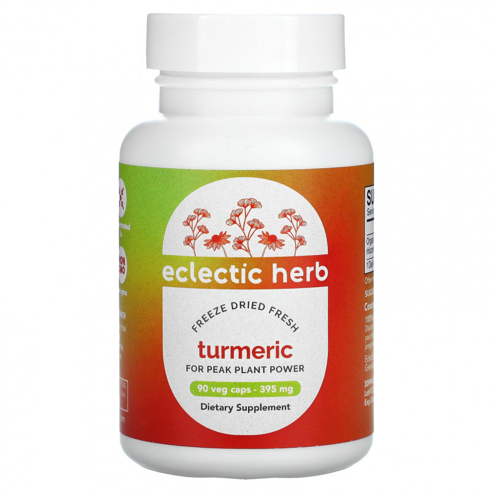   (Iherb) Eclectic Institute, Turmeric, 395 mg, 90 Non-GMO Veg Caps    -     , -, 