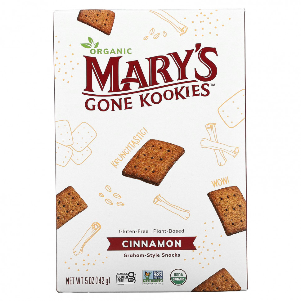   (Iherb) Mary's Gone Crackers, Graham Style Snack, Cinnamon, 5 oz (141 g)    -     , -, 