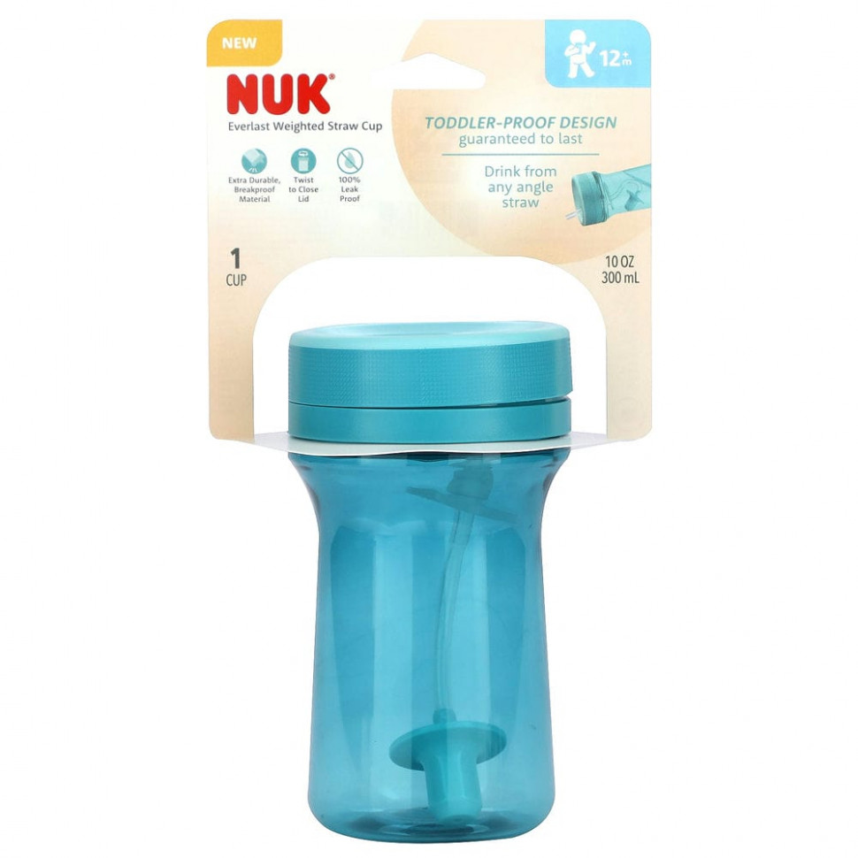   (Iherb) NUK, Everlast Weighted Straw Cup,    12 , , 300  (10 )    -     , -, 