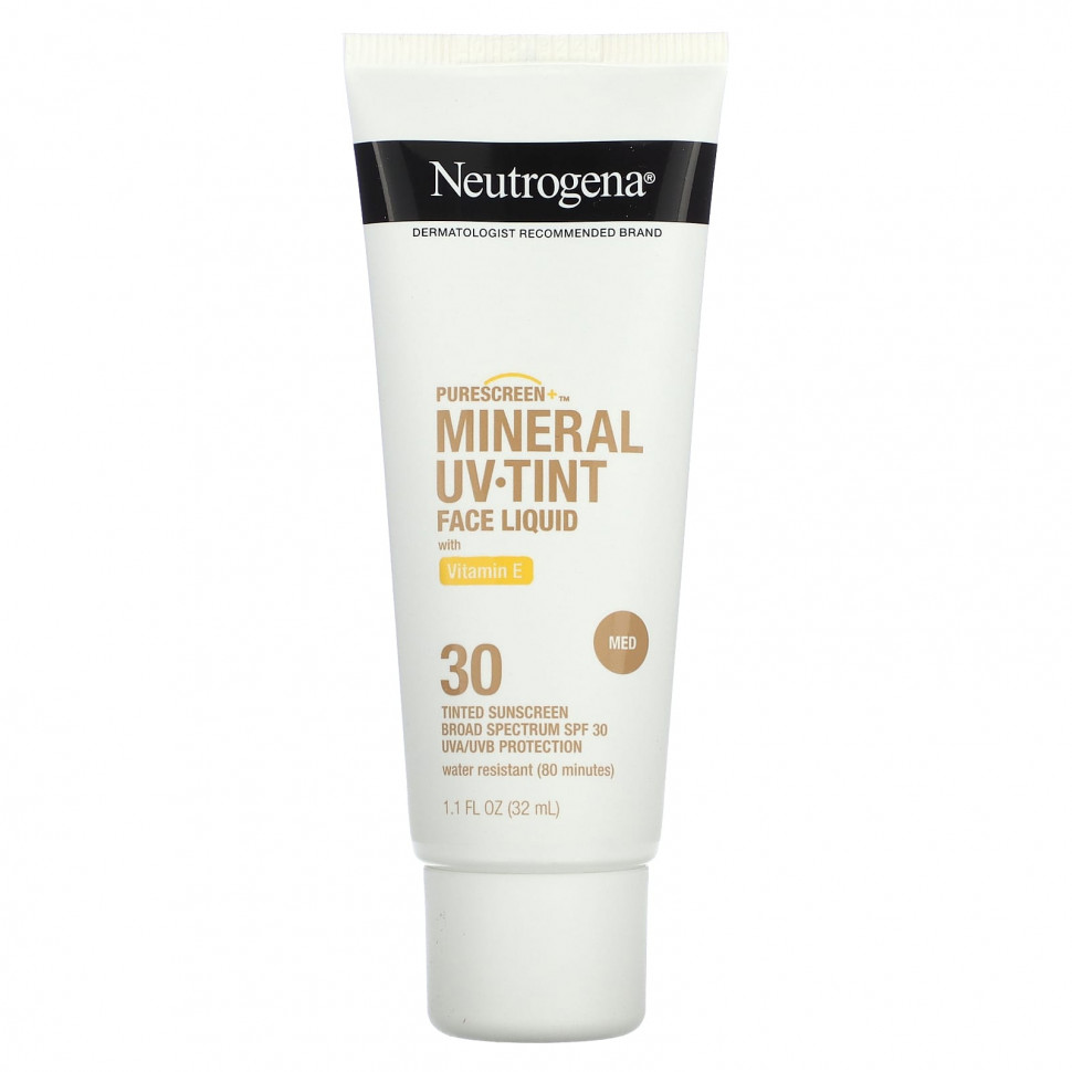 ���� ������ (Iherb) Neutrogena, Purescreen + Mineral UV Tint, ������ ���������� �������� ��� ���� � ��������� E, �������, SPF 30, 32 �� (1,1 ����. �����), ������ �� 3760 ���