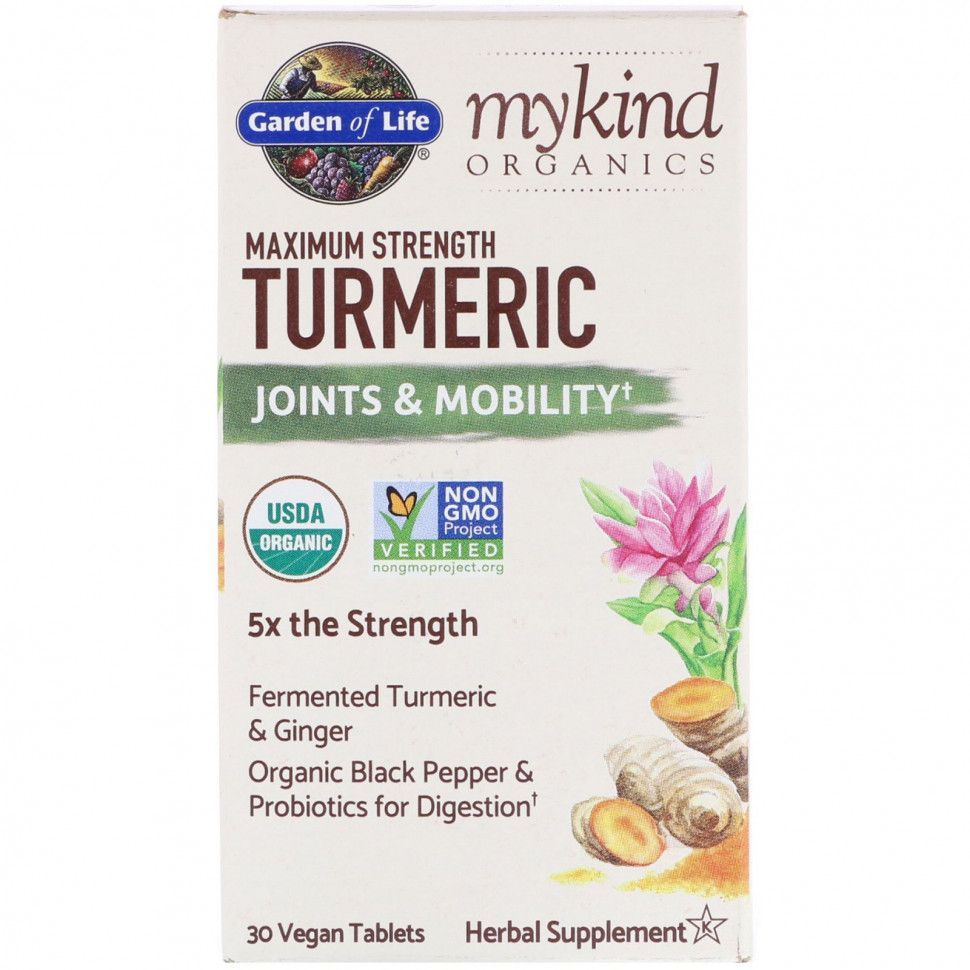   (Iherb) Garden of Life, MyKind Organics, Maximum Strength, Turmeric, Joints & Mobility, 30 Vegan Tablets    -     , -, 