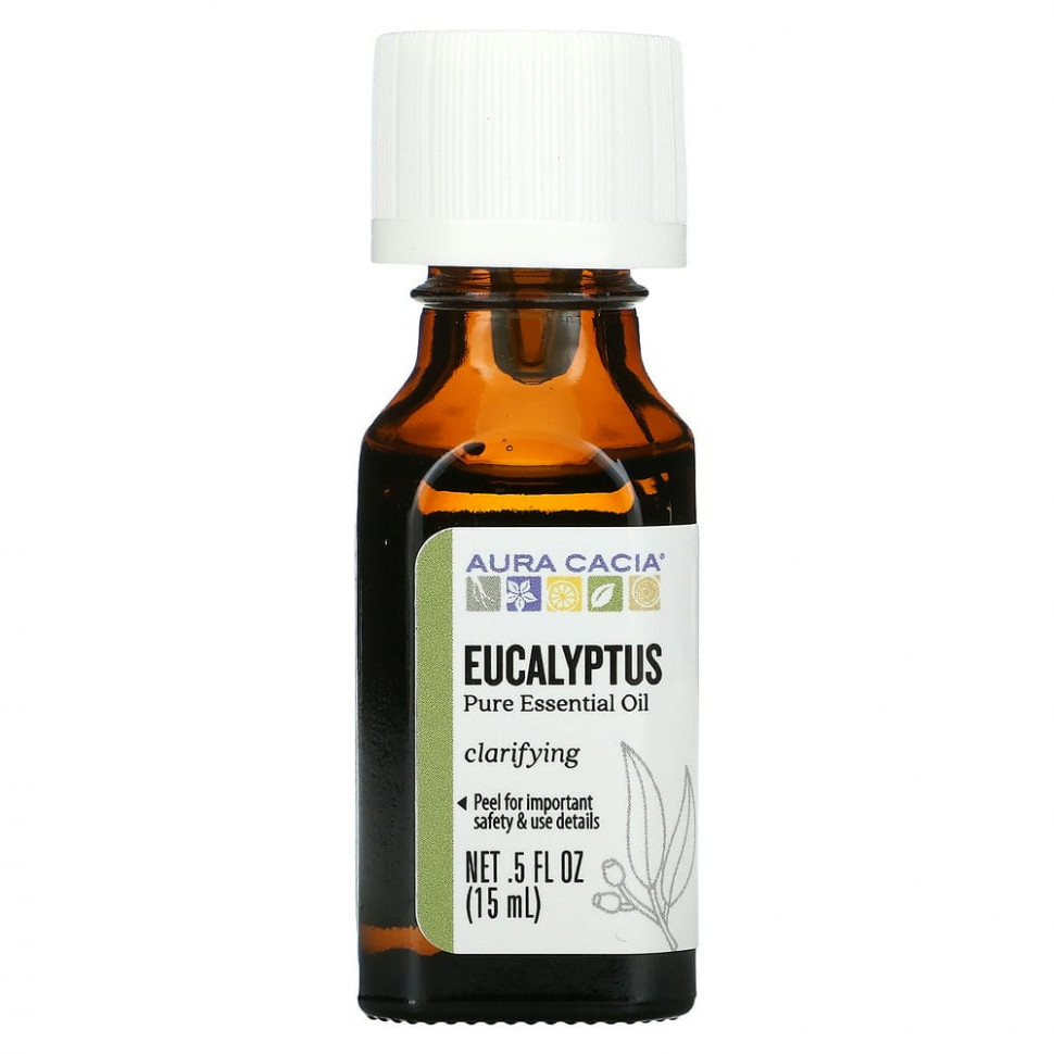   (Iherb) Aura Cacia, Pure Essential Oil, Eucalyptus, 0.5 fl oz (15 ml)    -     , -, 