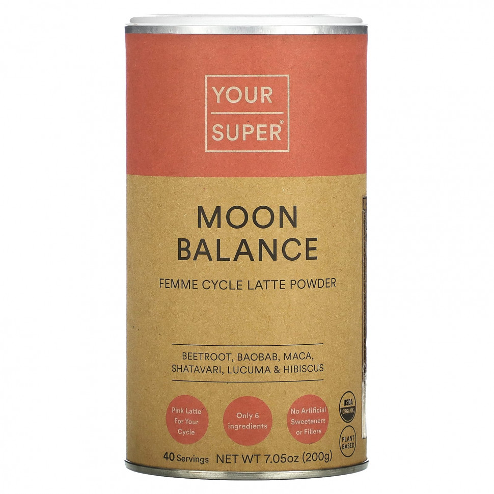   (Iherb) Your Super, Moon Balance, Femme Cycle Latte Powder, 7.05 oz (200 g),   5340 