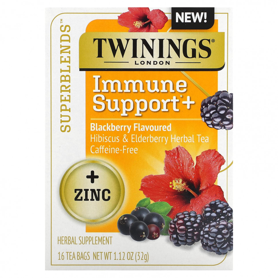 ���� ������ (Iherb) Twinings, Superblends, Immune Support, �������� ��� �� ��������� � ������, �������, ��� �������, 16 ������ ���������, 32 � (1,12 �����), ������ �� 1350 ���