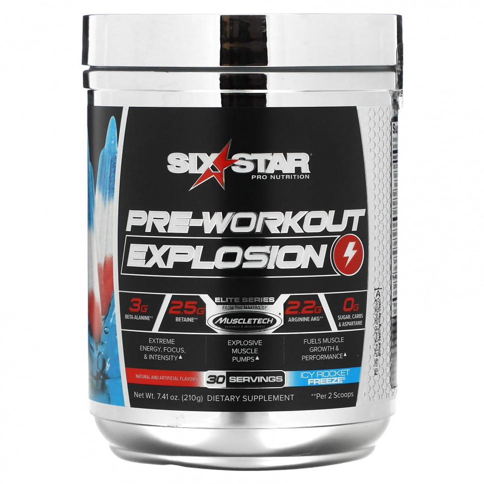 ���� ������ (Iherb) SIXSTAR, Elite Series, Pre-Workout Explosion, Icy Rocket Freeze, 7.41 oz (210 g), ������ �� 3960 ���