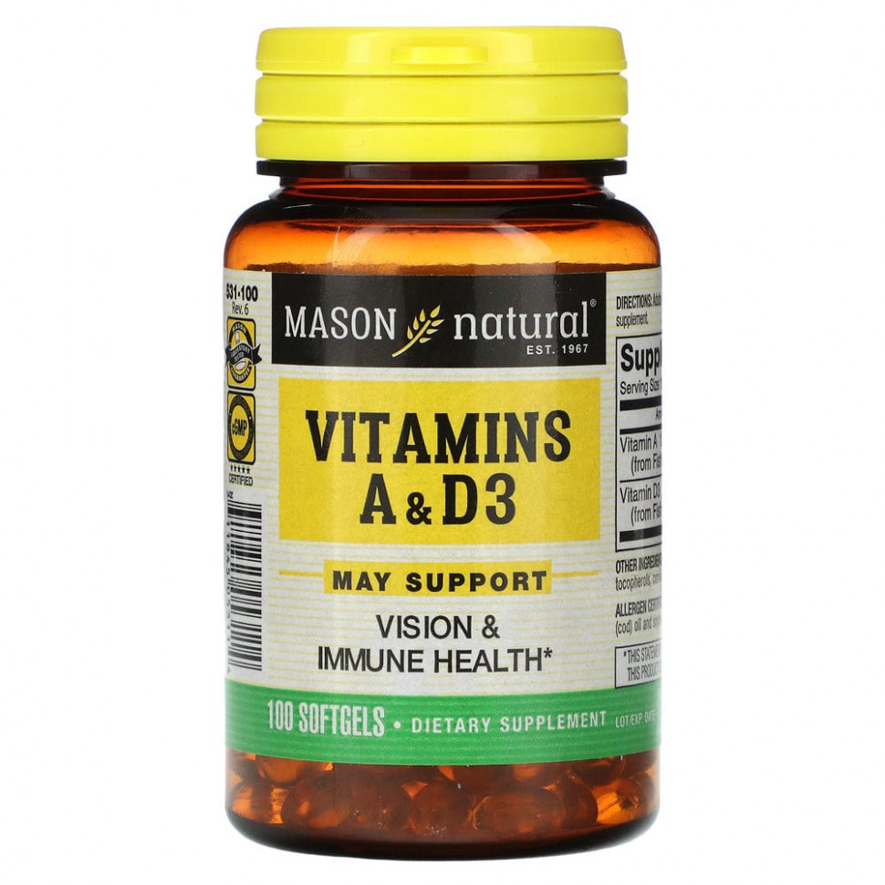   (Iherb) Mason Natural,  A  D3, 100      -     , -, 