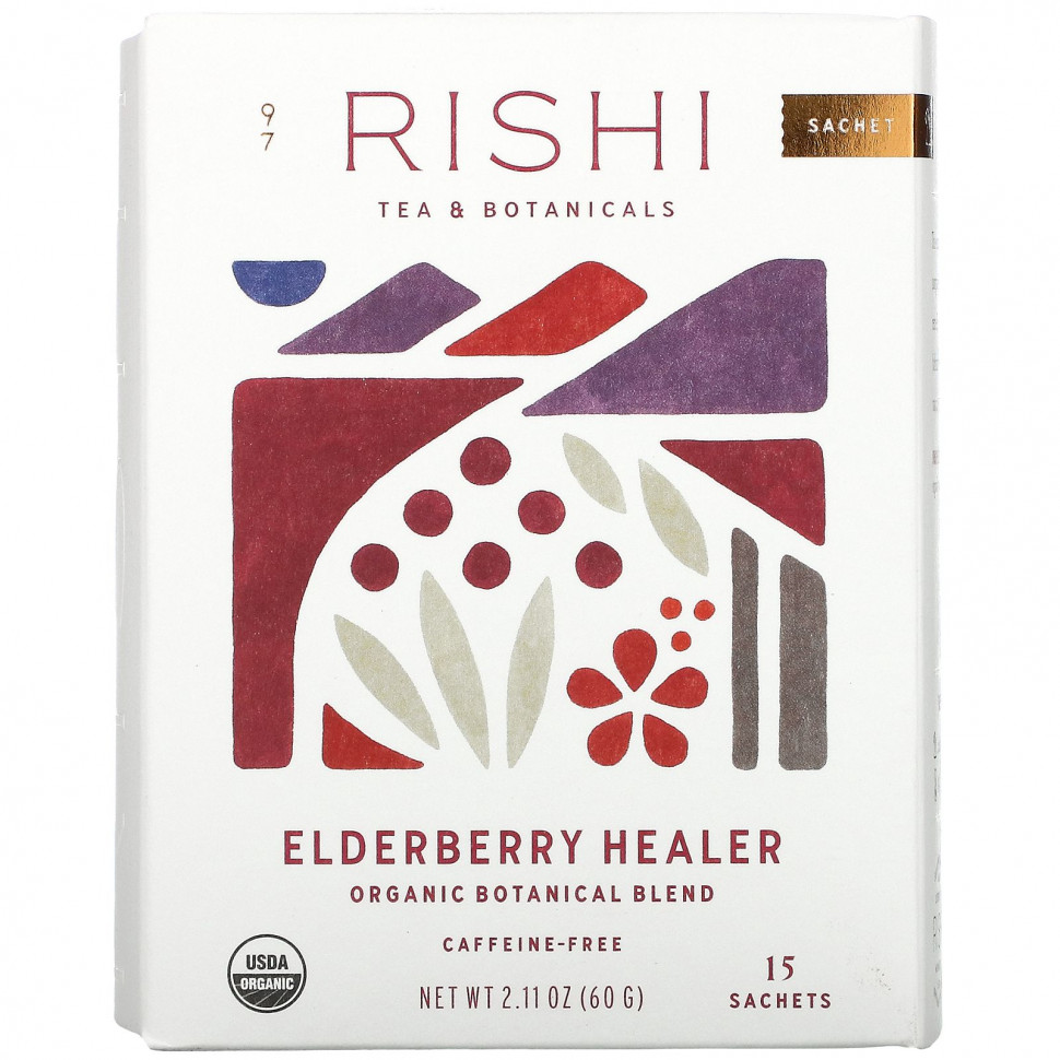 ���� ������ (Iherb) Rishi Tea, Elderberry Healer, ��� �������, 15 ���������, 60 � (2,11 �����), ������ �� 2060 ���