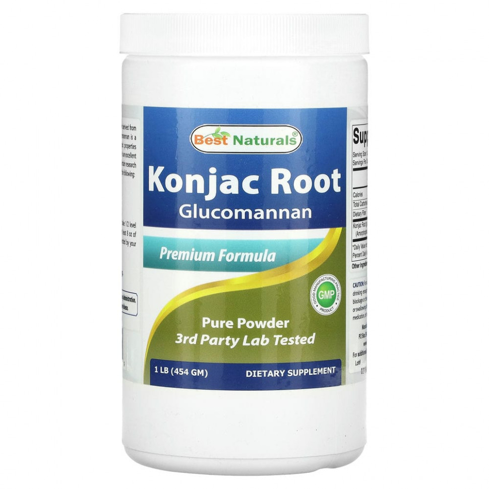   (Iherb) Best Naturals, Konjac Root Glucomannan, Premium Formula, 1 lb (454 g)    -     , -, 