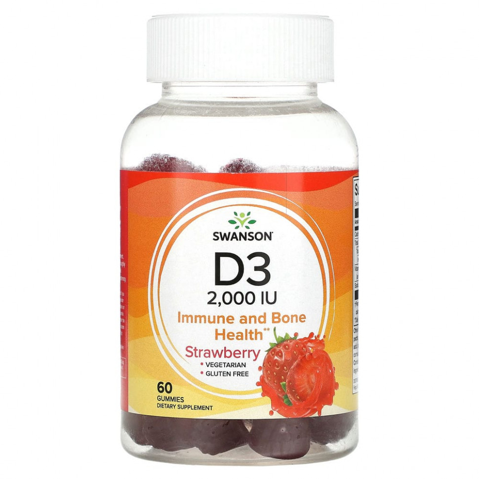 ���� ������ (Iherb) Swanson, D3, ��������, 2000 ��, 60 ����������� ��������, ������ �� 2110 ���
