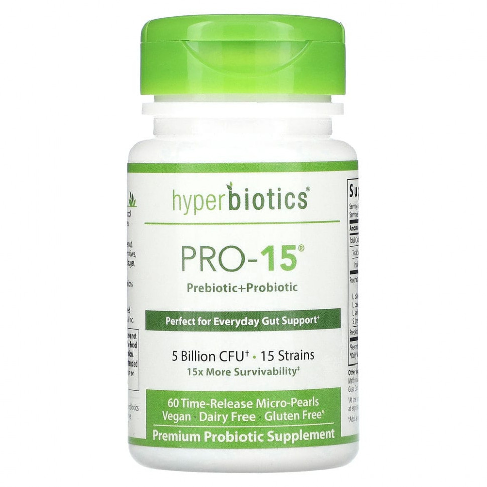 ���� ������ (Iherb) Hyperbiotics, PRO-15, ��������� ���������, 5 ���� ���, 60 ��������������� ����������� � ����������� ��������������, ������ �� 5100 ���