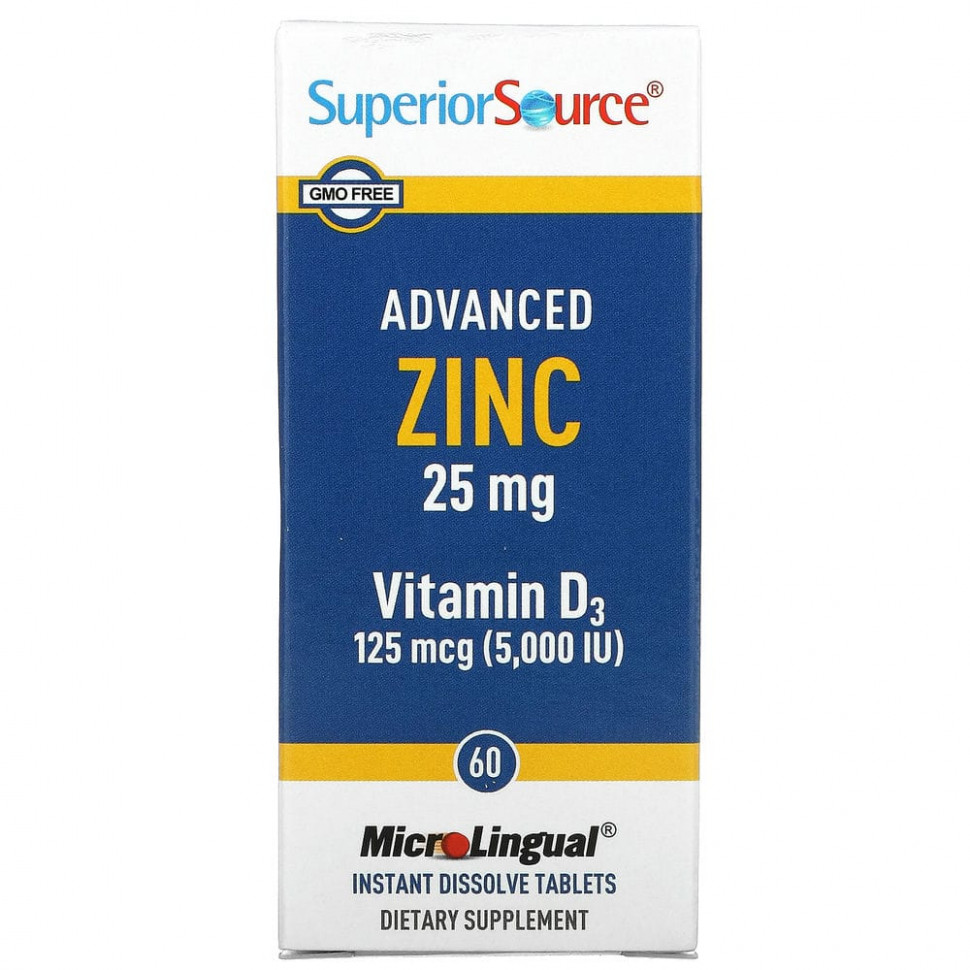 ���� ������ (Iherb) Superior Source, Advanced Zinc, ������� D3, 60 ����������������� �������� MicroLingual, ������ �� 3420 ���