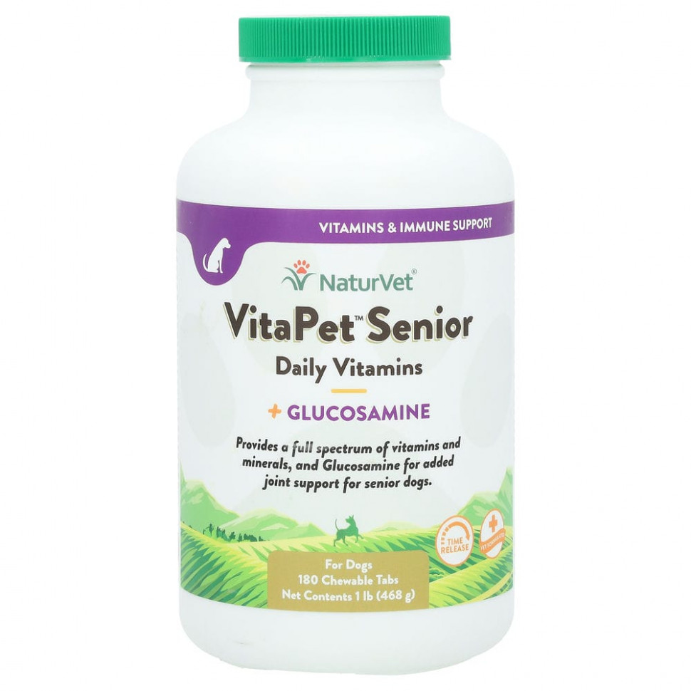 ���� ������ (Iherb) NaturVet, VitaPet Senior, ���������� �������� � ����������, ��� �����, 180 ����������� ��������, 1 ���� (468 �), ������ �� 4880 ���